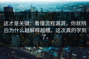 这才是关键：看懂流程漏洞，你就明白为什么越解释越糟。这次真的学到了。