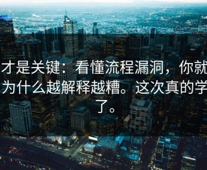 这才是关键：看懂流程漏洞，你就明白为什么越解释越糟。这次真的学到了。
