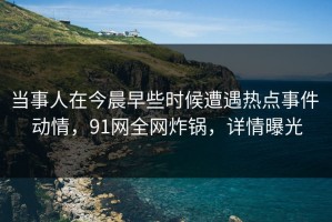 当事人在今晨早些时候遭遇热点事件 动情，91网全网炸锅，详情曝光