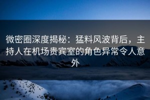 微密圈深度揭秘：猛料风波背后，主持人在机场贵宾室的角色异常令人意外