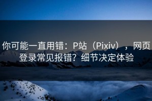 你可能一直用错：P站（Pixiv），网页登录常见报错？细节决定体验