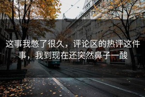 这事我憋了很久，评论区的热评这件事，我到现在还突然鼻子一酸