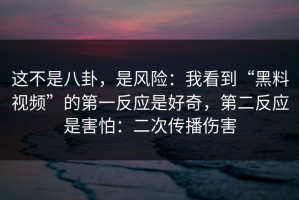 这不是八卦，是风险：我看到“黑料视频”的第一反应是好奇，第二反应是害怕：二次传播伤害