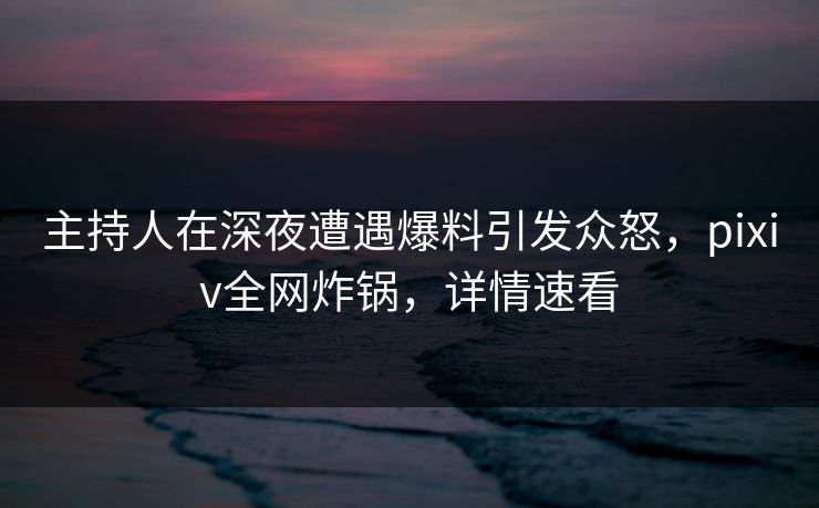 主持人在深夜遭遇爆料引发众怒，pixiv全网炸锅，详情速看