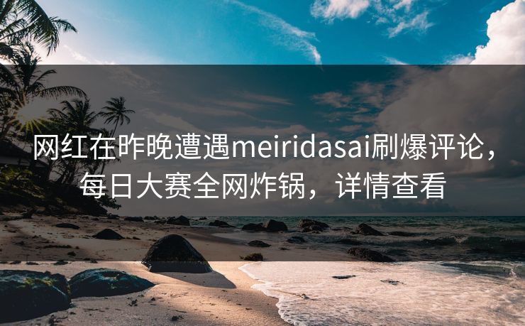 网红在昨晚遭遇meiridasai刷爆评论，每日大赛全网炸锅，详情查看