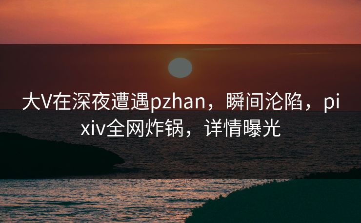 大V在深夜遭遇pzhan，瞬间沦陷，pixiv全网炸锅，详情曝光