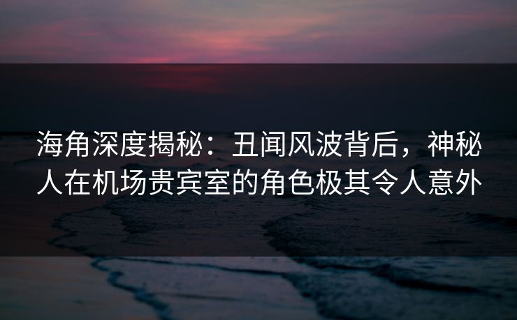 海角深度揭秘:丑闻风波背后,神秘人在机场贵宾室的角色极其令人意外 海角深度揭秘:丑闻风波背后,神秘人在机场贵宾室的角色极其令人意外