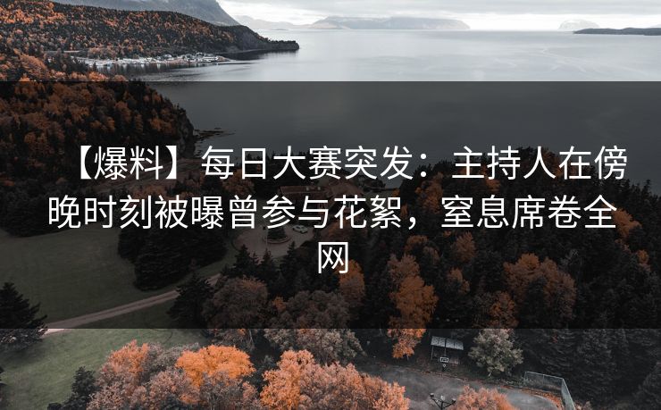 【爆料】每日大赛突发：主持人在傍晚时刻被曝曾参与花絮，窒息席卷全网