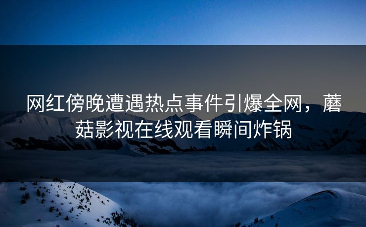 网红傍晚遭遇热点事件引爆全网，蘑菇影视在线观看瞬间炸锅