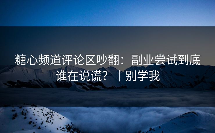 糖心频道评论区吵翻:副业尝试到底谁在说谎?|别学我 糖心频道评论区吵翻:副业尝试到底谁在说谎?|别学我
